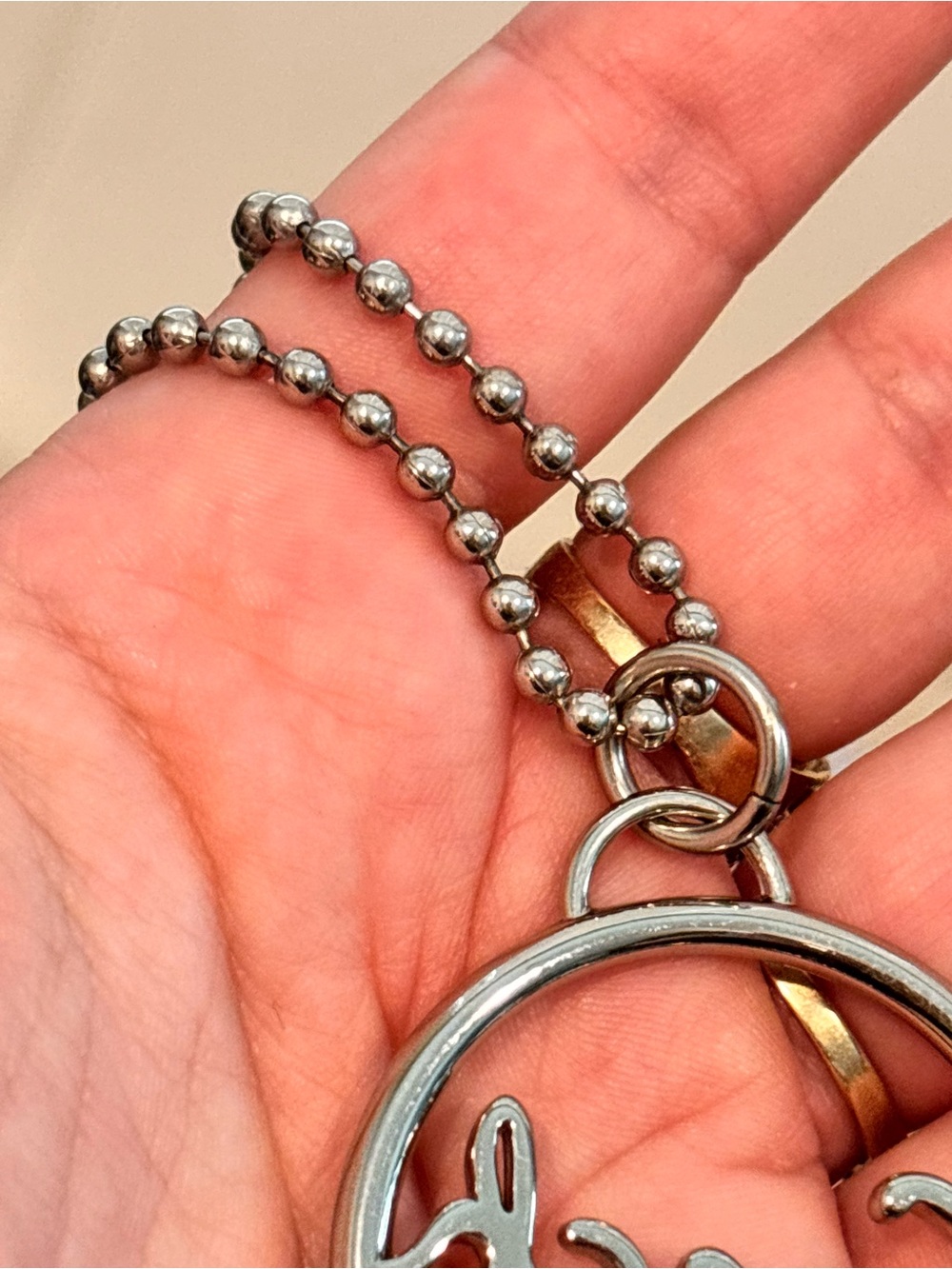 COACH Poppy Silver Script Round Keychain Charm - Picture 5 of 7